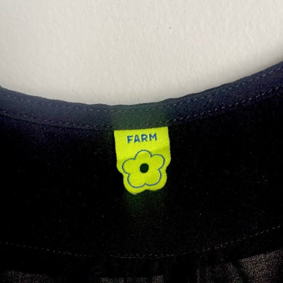 Farm Rio Black Sheer Embellished Cross Cropped Tank Sleeveless Women's - Picture 2 of 7